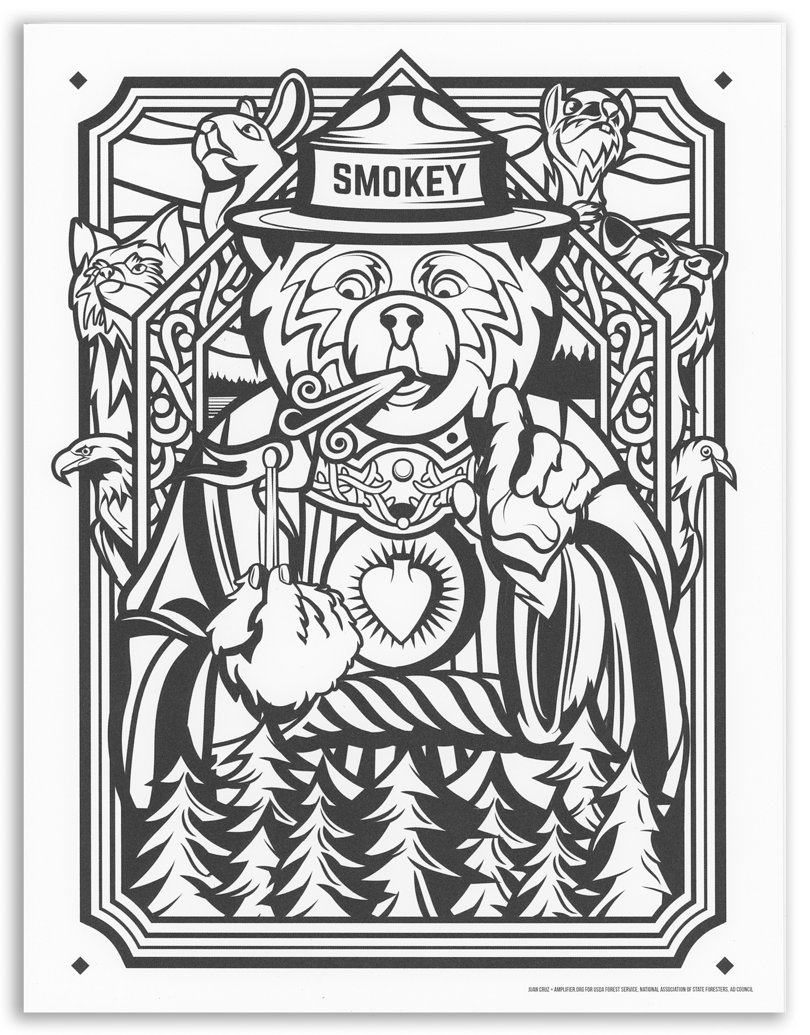Stained Glass Smokey Coloring Sheet (pack of 50)